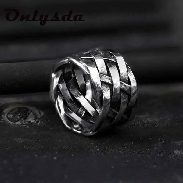 Aliexpress Gothic Vintage Weave Stainless Steel Mens Women Rings Simple for Girl Boyfriend Jewelry Creativity Party Gift OSR714
