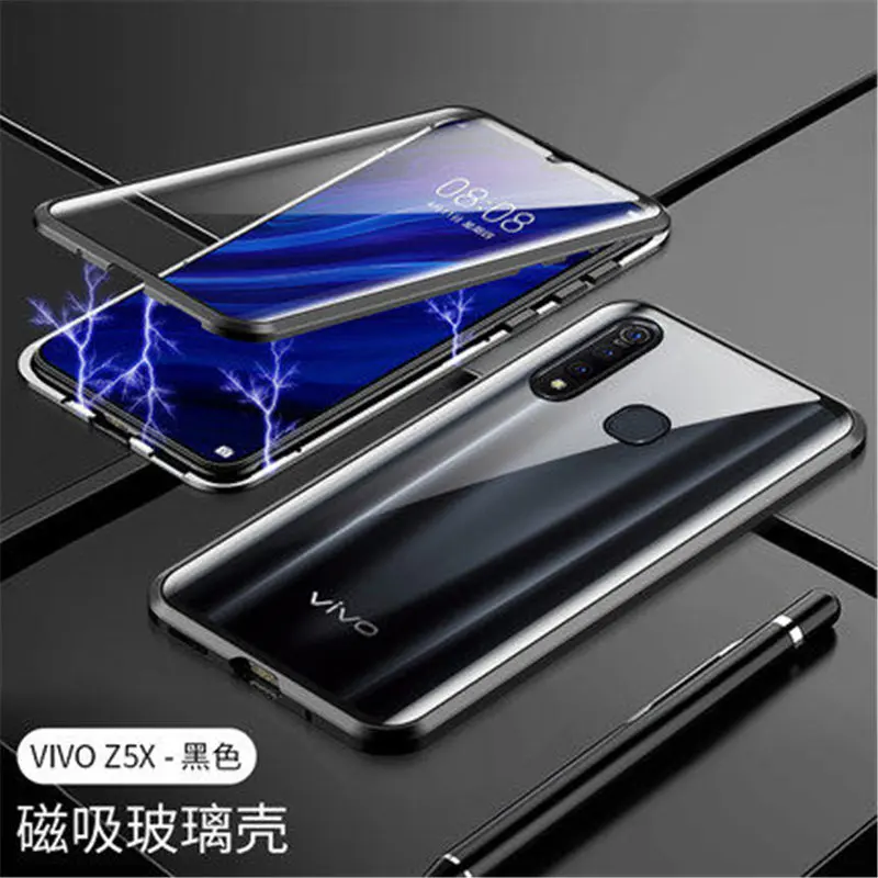Black Двойная сторона Передний+ задний очки Магнитный чехол для Vivo Z1 Pro Z5X Z5 Y7S Y17 Y15 Y12 Y3 Y95 Y91 Y93 V15 V17 Pro V9 Y85 V11i крышка - Цвет: Black