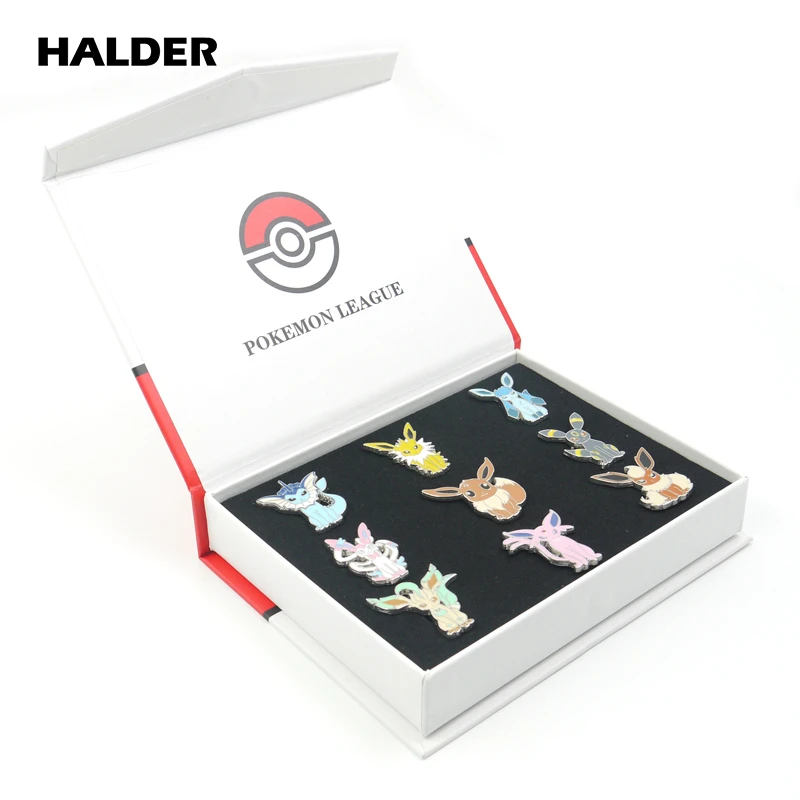 Аниме halder Pocket Monsters Pokemon Eevee family мультфильм коробка Косплей эмаль броши лацкан рюкзак сумки значок булавки подарок 9 шт