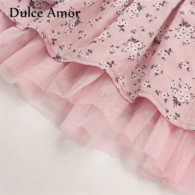 Dulce Amor/платье с цветочным узором для девочек; Одежда для маленьких девочек; коллекция года; сезон весна; элегантное платье принцессы с длинными рукавами и принтом цветов сливы с сумкой