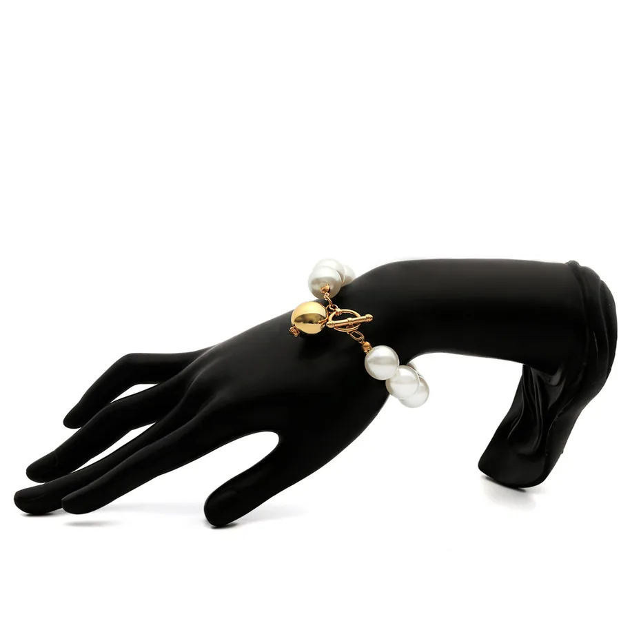 Lacteo простые корейские золотые браслеты Lasso браслеты для женщин имитация жемчуга Очаровательная Браслеты Женские Ювелирные изделия подарок - Окраска металла: Golden