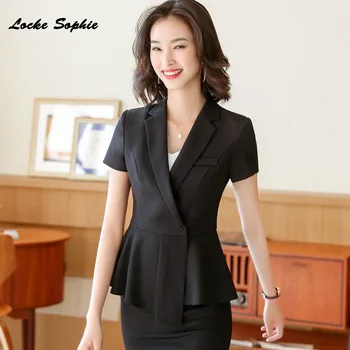 

1pcs Women Plus size Blazers coats 2020 Summer cotton blend Short sleeve Ruffles Small Suits jackets ladies Skinny Blazers Suits