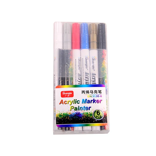 GN 12/18 Colors 0.7MM Acrylic Paint Marker Pen Set Art Drawing Marker Pen For Ceramic Rock Glass Porcelain Mug Wood Fabric Canva 6 colors