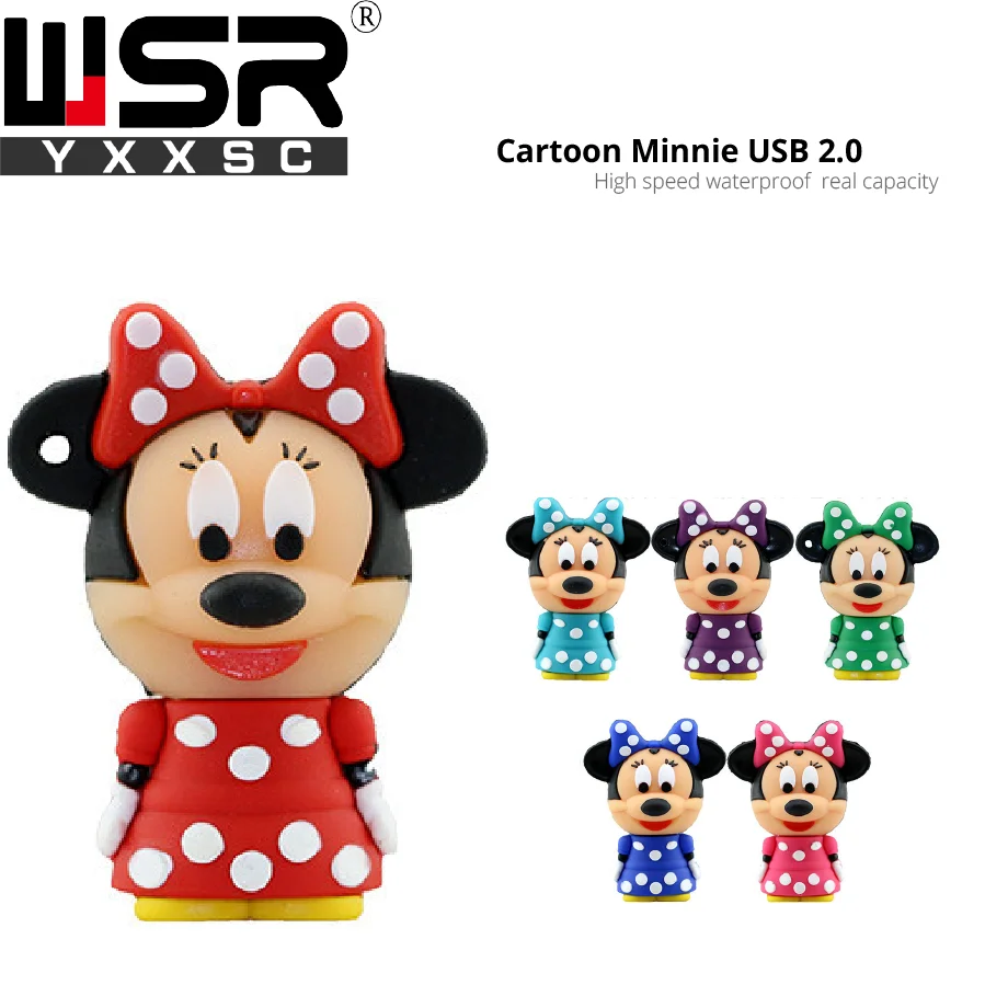cute usb2.0 pen drive 32gb Minnie Mickey high speed usb memory stick 128gb real capacity disk on key 8gb 16gb 64gb free delivery