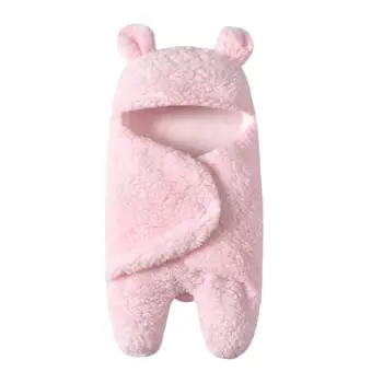 

2020 New Newborn Baby Winter Fleece Warm Sleeping Bag Cotton Pure Color Swaddle Wrap Blanket Baby Warmer Sleeping Bags