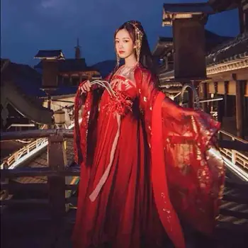 

Hanfu Women Chinese Ancient Tradition Wedding Party Red Dress Fantasia Female Cosplay Costume Vintage Embroidery Hanfu For Lady
