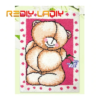 

Latch Hook Rug Kits Crocheting Carpet Rug Miss Bear Acrylic Yarn Printed Canvas Cushion Mat Crochet Wall Tapestry Arts & Crafts