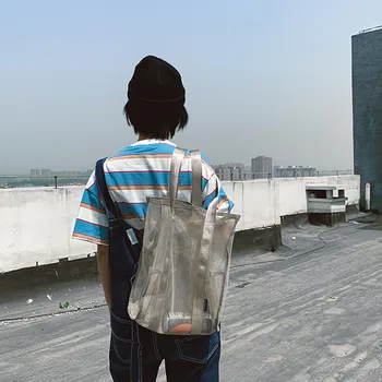 

Mesh Messenger Pure Color Shoulder Bag Large Handle Bags Shopping Bags Women Bags Crossbody Polyester Fashion 2019 30H