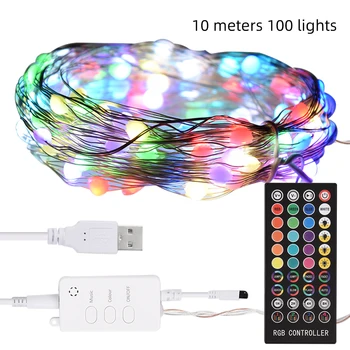 

USB Smart Christmas RGB Point Control Light String 10 Meters 100 Lights + 40 Key Remote Control + Tuya APP Control