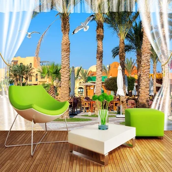 

Custom Mural Self-adhesive Waterproof Seascape Coconut Tree 3D Photography Wall Murals Living Room Bedroom Background Wallpaper
