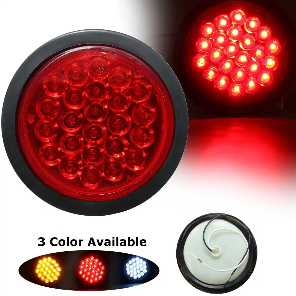 

1x Rear Tail Brake Stop Marker Light Indicator Car Truck Trailer 24 LEDS Round Reflector Red Yellow White 24V