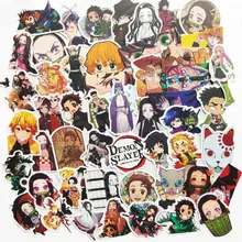 100 unidades/pacote anime demon slayer kimetsu não yaiba adesivo skate da motocicleta guitarra crianças meninas graffiti à prova dwaterproof água pvc adesivos