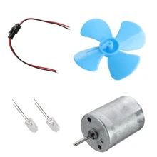 Drop Ship&Wholesale DIY Kits 6-9V Wind Turbine Micro Motor/ Mini Blue Leaf Paddle/ Diodes/ Cables