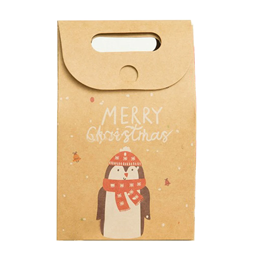 Рождественская Подарочная коробка DIY Декор упаковочная сумка рождественское яблоко для конфет и печенья настоящий мешок Санта-Клаус узор Ретро Крафт бумажная сумка для покупок