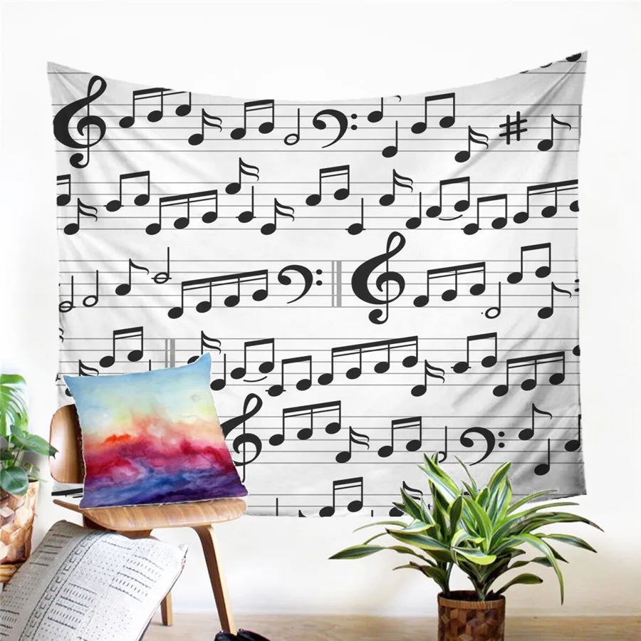 

A Musical Note Tapestry Wall Hanging Sandy Beach Picnic Rug Camping Tent Sleeping Pad Home Decor Bedspread Sheet Wall Cloth
