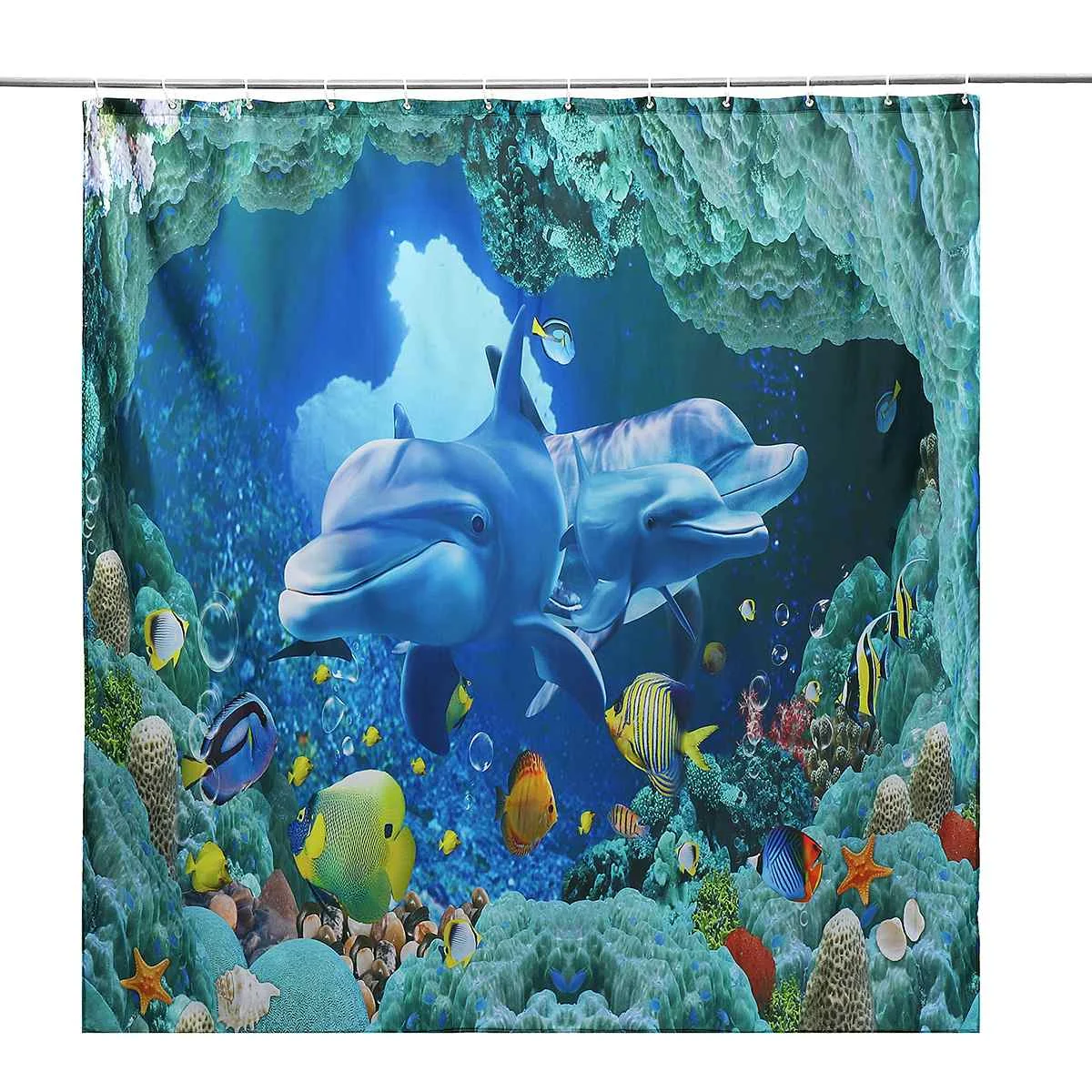 Meigar Океан Дельфин Глубокий морской полиэстер занавеска для душа ванная комната водонепроницаемый с крючками стойка для тряпок крышка унитаза набор ковриков для ванной - Цвет: Curtain 4