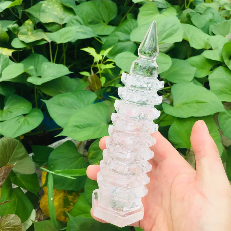 16-18cm Natural white crystal Wenchang Tower