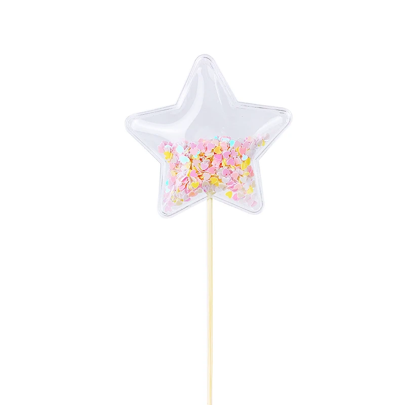 Разноцветные конфетти Звезда бусины в виде сердца Русалка облако Корона прозрачные топперы на свадебный торт дети день рождения праздничный торт