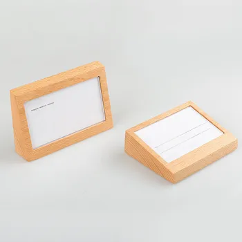 

Card Label Holder Acrylic Solid Wood Showcase Stand-up Lying Price List Display Rack for Store Advertising