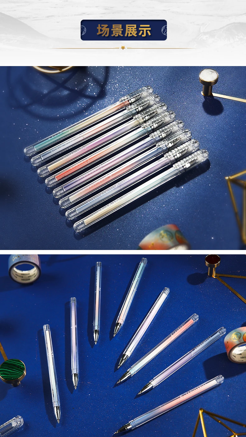 Andstal 8colors/set Metallic Colors Gel Pens Set 0.5mm M&G Glitter color gel ink pen Drawing Art Marker Pen Gift Stationery
