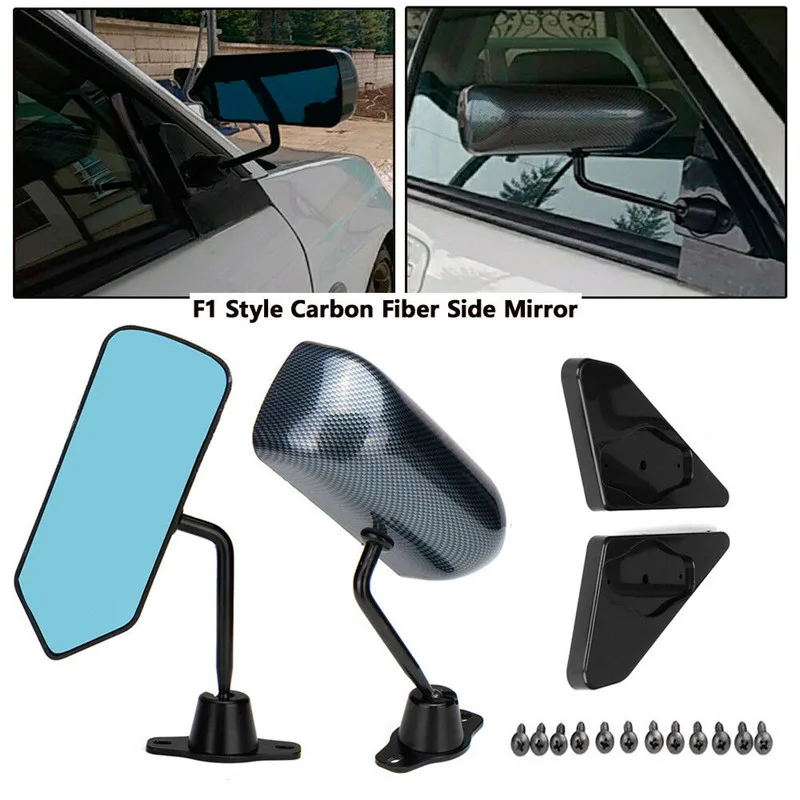 For 88-91 Honda CRX F1 Style Manual Adjustable Carbon fiber look Painted Side View Mirror