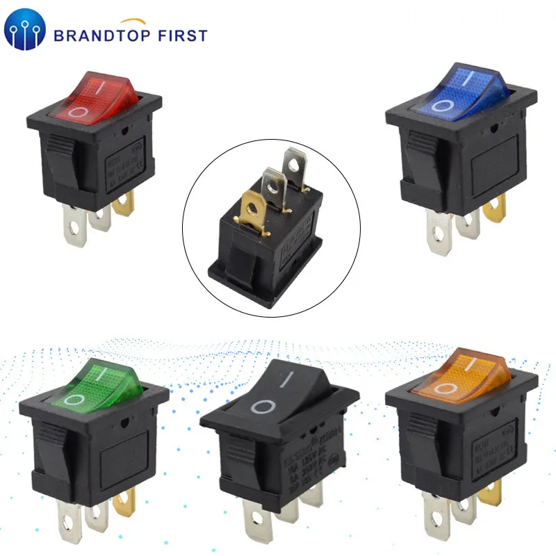 

1PCS KCD1 3Pin Boat Car Rocker Switch 6A/10A 250V/125V AC Red Yellow Green Blue black Button
