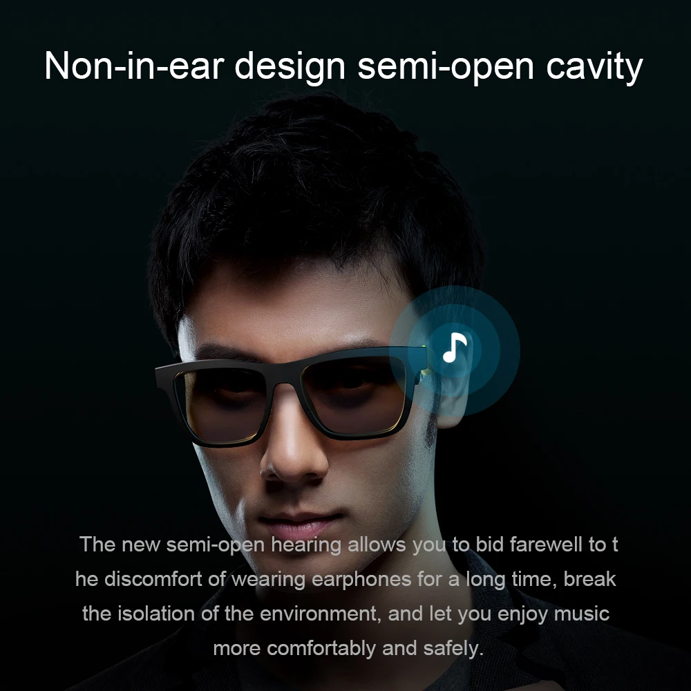 Intelligent Audio Bluetooth Glasses UV Sunglasses Headphone Sports Noise Cancelling Stereo with Mic Wireless Headset Earphone