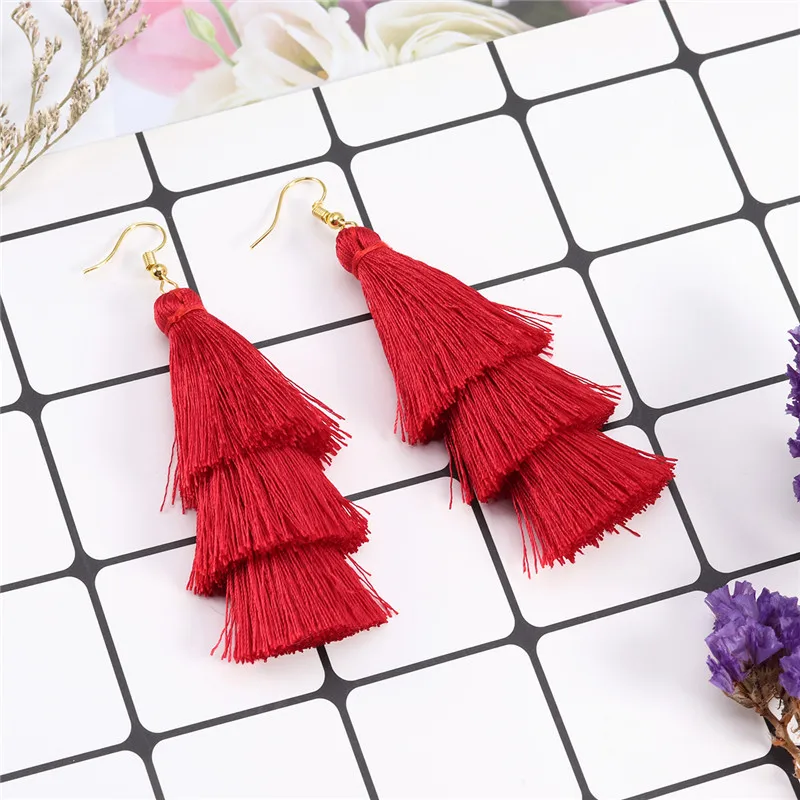 LOULEUR 3 Слоистые богемные Роскошные массивные Серьги-кисточки Boho модные ювелирные изделия женские длинные висячие серьги