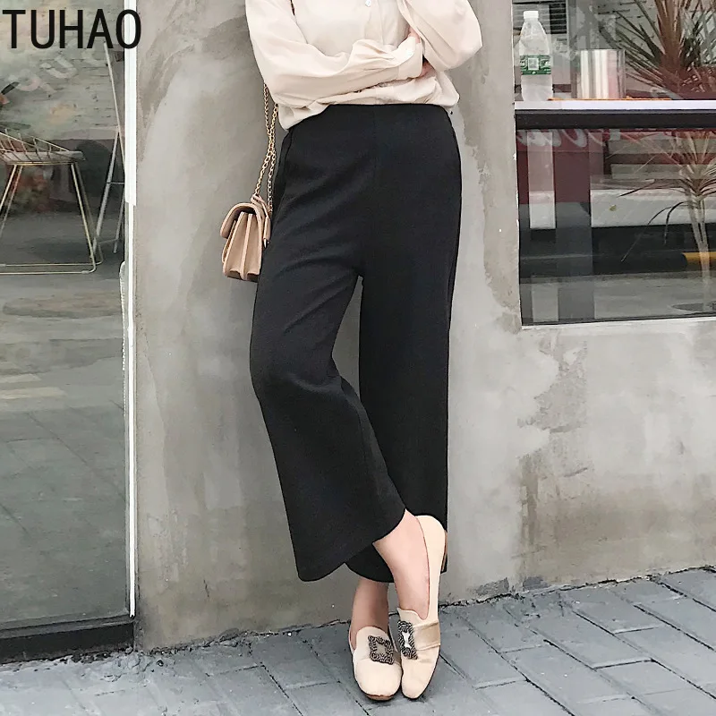 TUHAO 2019 осень зима толстые офсе женские брюки женские широкие брюки с высокой талией Элегантные брюки плюс размер 4XL 3XL свободные брюки WM35