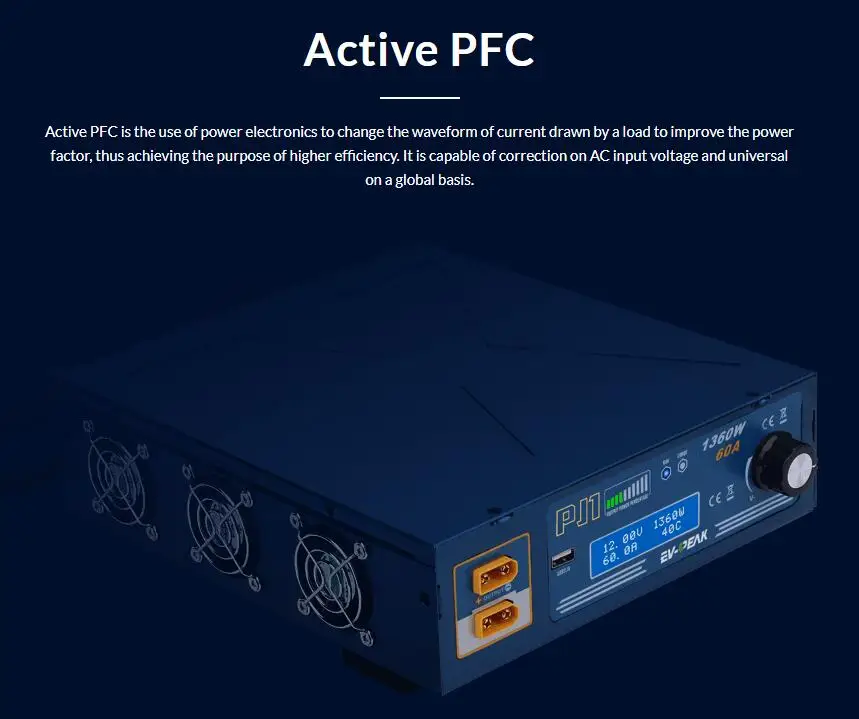 EV-PEAK PJ1 1350W 60A зарядное устройство высокой мощности с двойным выходным выключателем