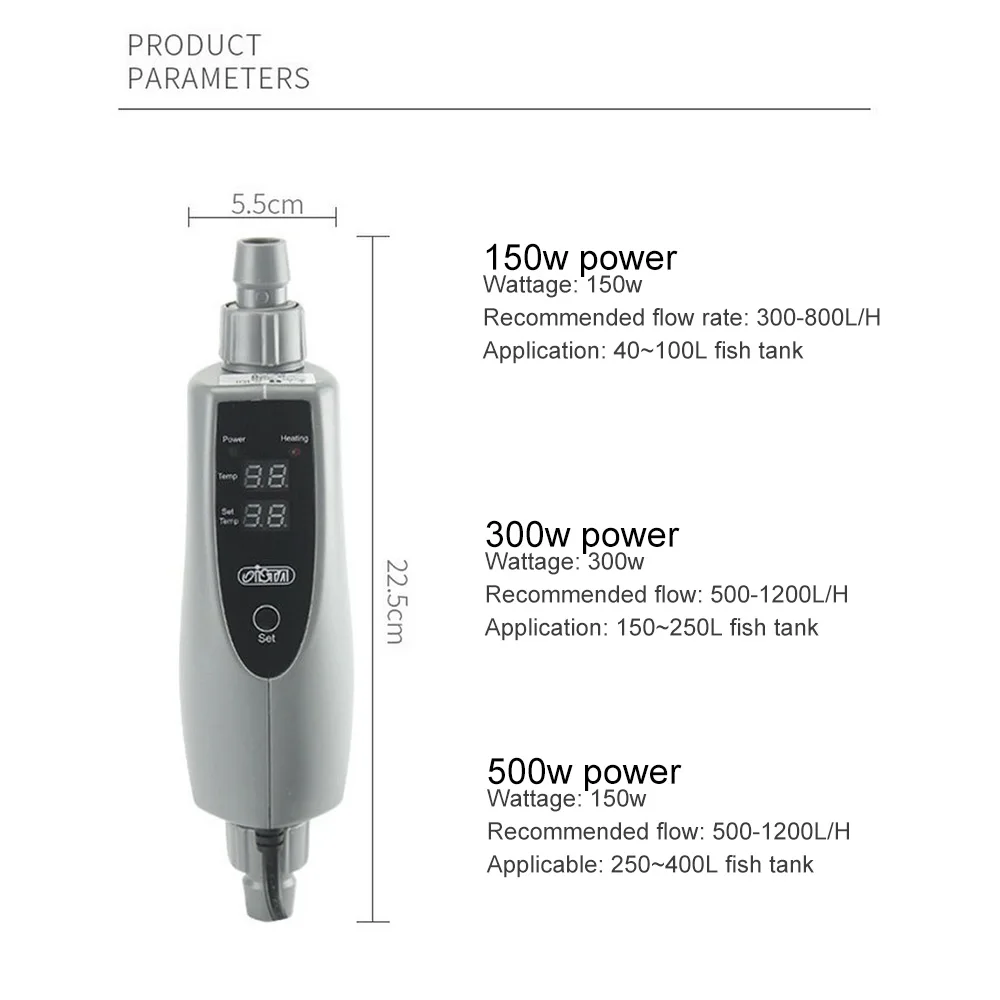 220V Aquarium Externel Heater Submersible Fish Tank Thermostat Rod 150W 300W 500W Automatic Water Heater Temperature Heat Supply