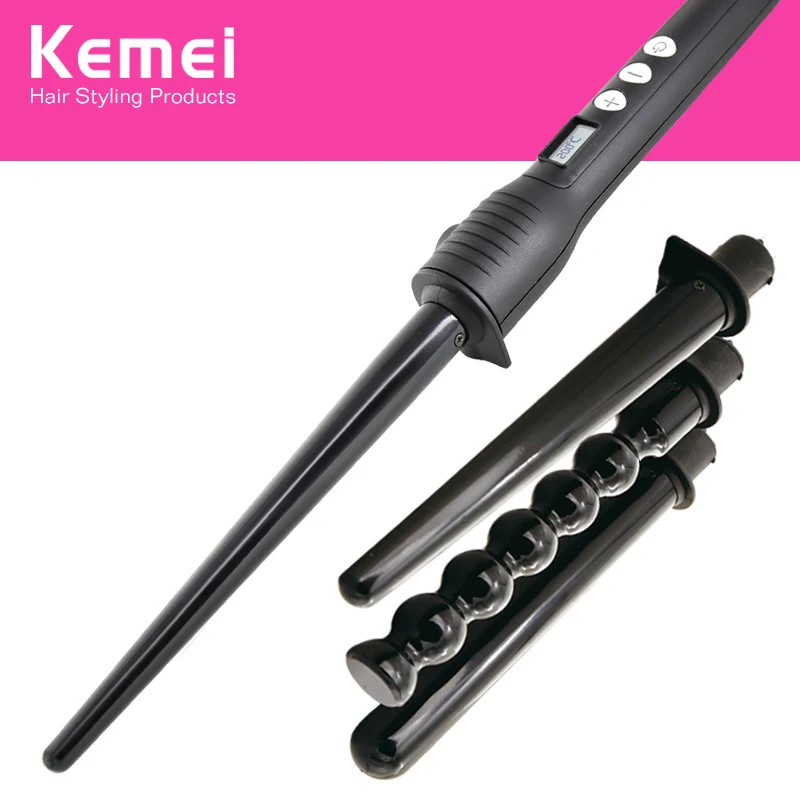 Kemei 4 in 1 Multi-function Hair Curlers Rollers Curling Iron Machine Waver Styling Tools LCD Ceramic Hair Styler KM- 4083