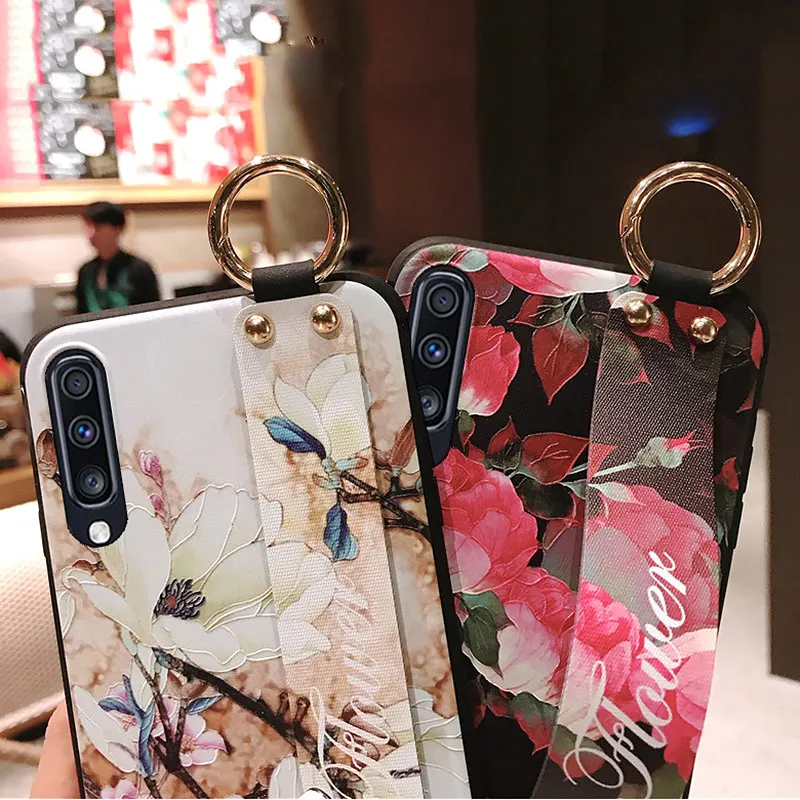 SoCouple для Samsung Galaxy S8 S9 S10 плюс S10e Note 9 8 A70 A60 A40 A50 A30 A10 A750 цветок ТПУ чехол для телефона с ремешком держатель чехол