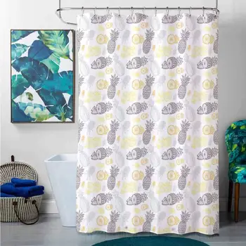 

Shower Curtains Ocean Scenes Pineapple Decor,Pineapple Fruits Ananas Healthy Diet Ornamental Fabric Design Pattern Artful,W72 x