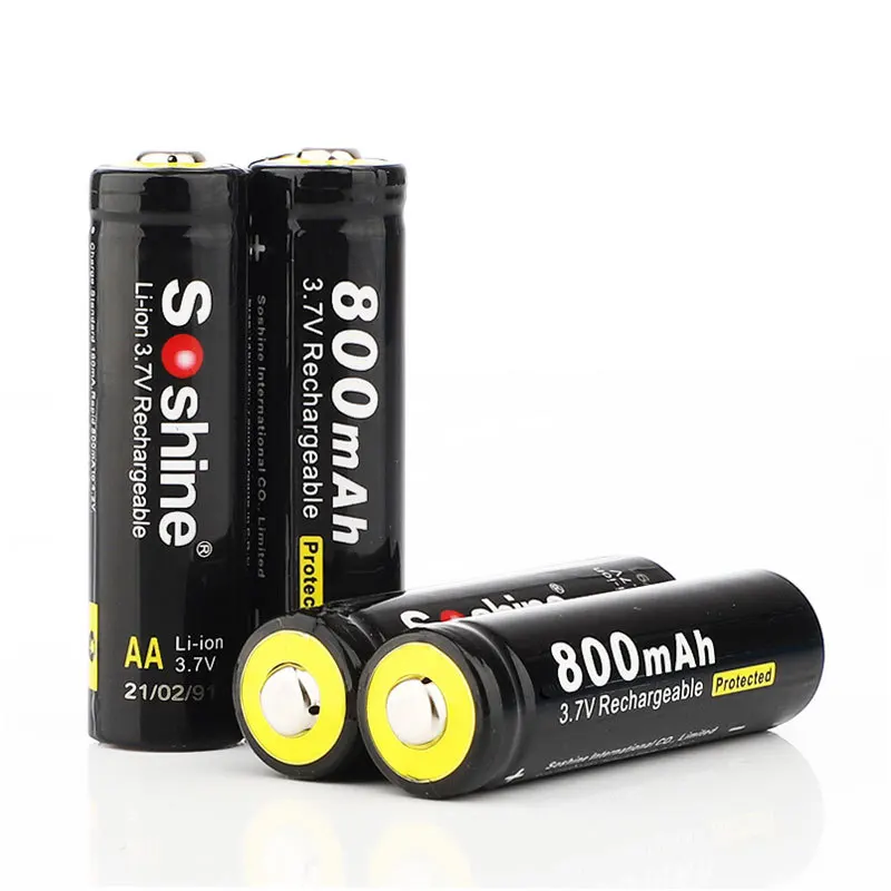 Перезаряжаемый литий-ионный аккумулятор Soshine 14500 AA 800 мА · ч 3 7 в с батарейным
