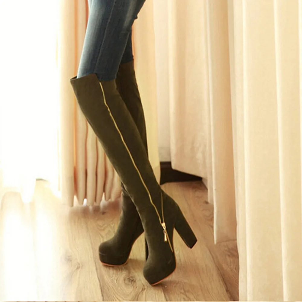 Side Zipper Winter Boots Women Fashion Round-Head Thick High-Grade Wear-Resistant Anti-Slip Over-Knee Boots zapatos de mujer