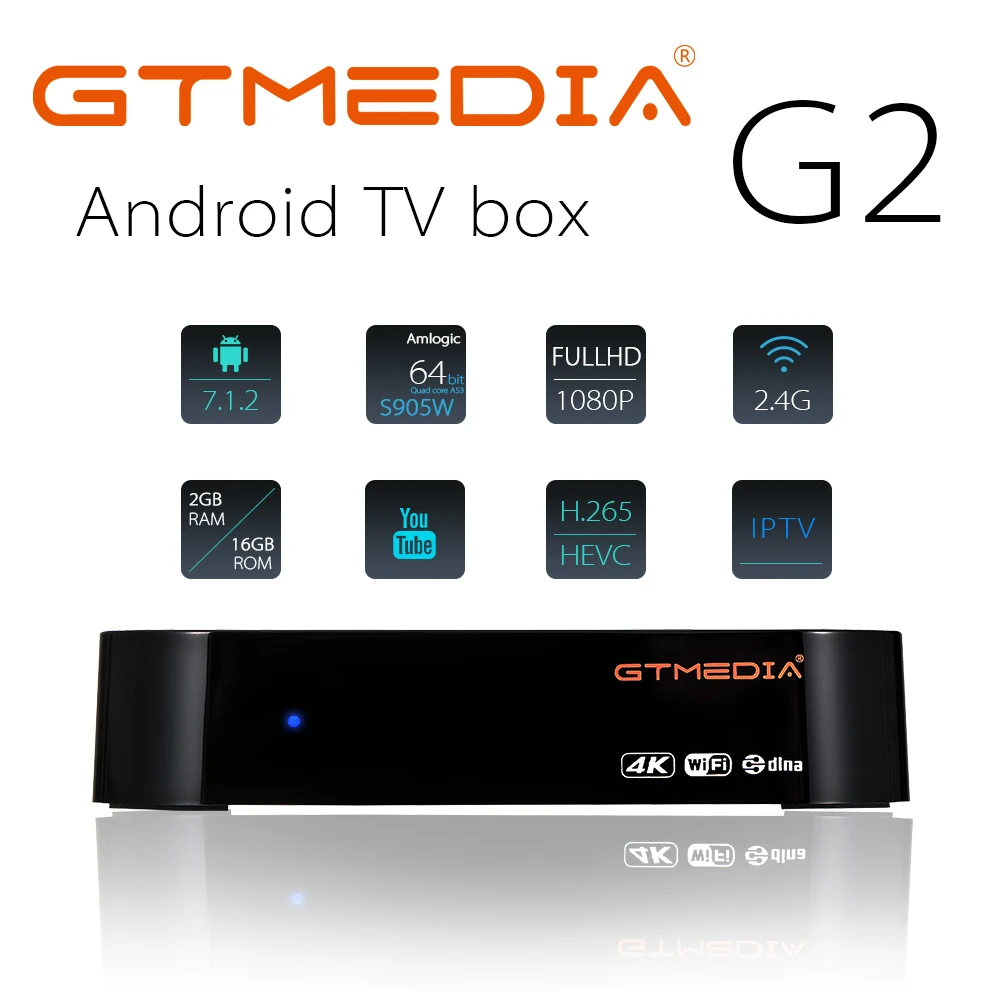 GTMEDIA G2 s905W Android tv box 7,1 2 Гб 16 Гб ram rom Wifi телеприставка Европа 4k widevine iptv Испания m3u smart tv box мир box
