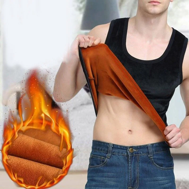 sleeveless o neck tanks Men's Waistcoat Vest Sleeveless Thickening Soft Bottoming warm Tops winter under tops