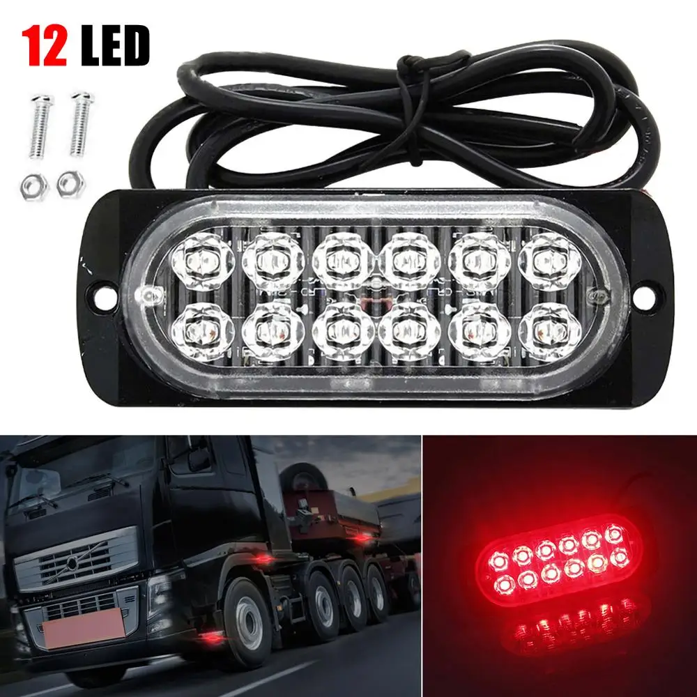 4LED Car Truck Emergency Warning Light 12W Beacon Hazard Flash Strobe Lamp Bar Red 1pc
