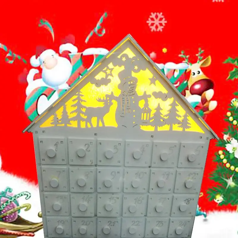 

Wooden Advent Calendar Countdown Lights Christmas 24 Drawers LED Light LED Light Up Calendar Reusable Drawers Xmas Gift