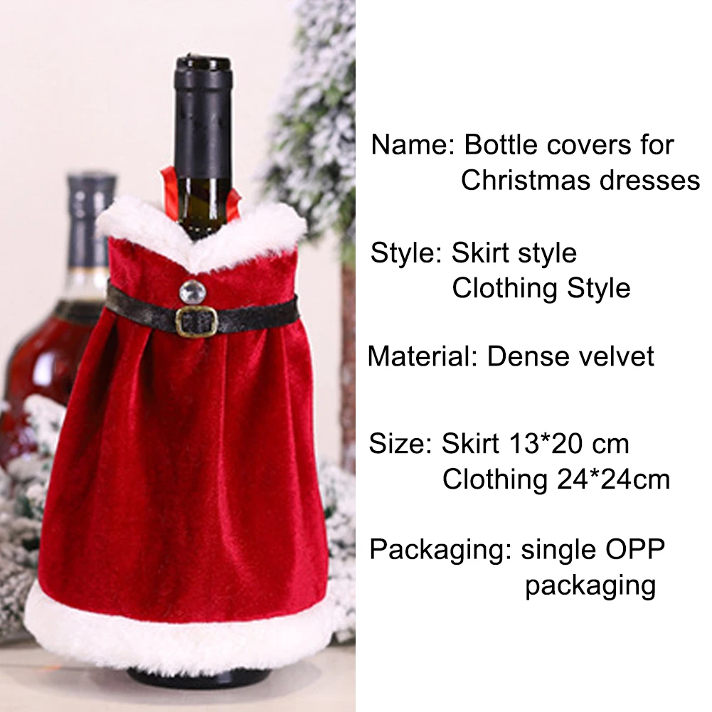 Стильное рождественское платье шампанского вина бутылки покрытие стола Декор рождественские вечерние украшения украшение для дома