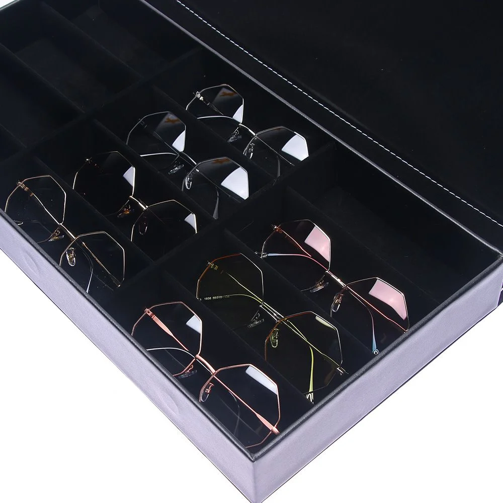 1 Pcs 12 Slot Grid Black Eyeglass Sunglasses Glasses Storage Display Stand Case Box Holder