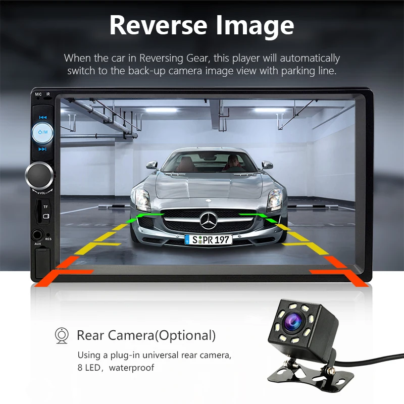Jansite 2 din 7 &quotFHD MP5 плеер мультимедийный телефон ссылка 4 Led/8 Led задняя камера