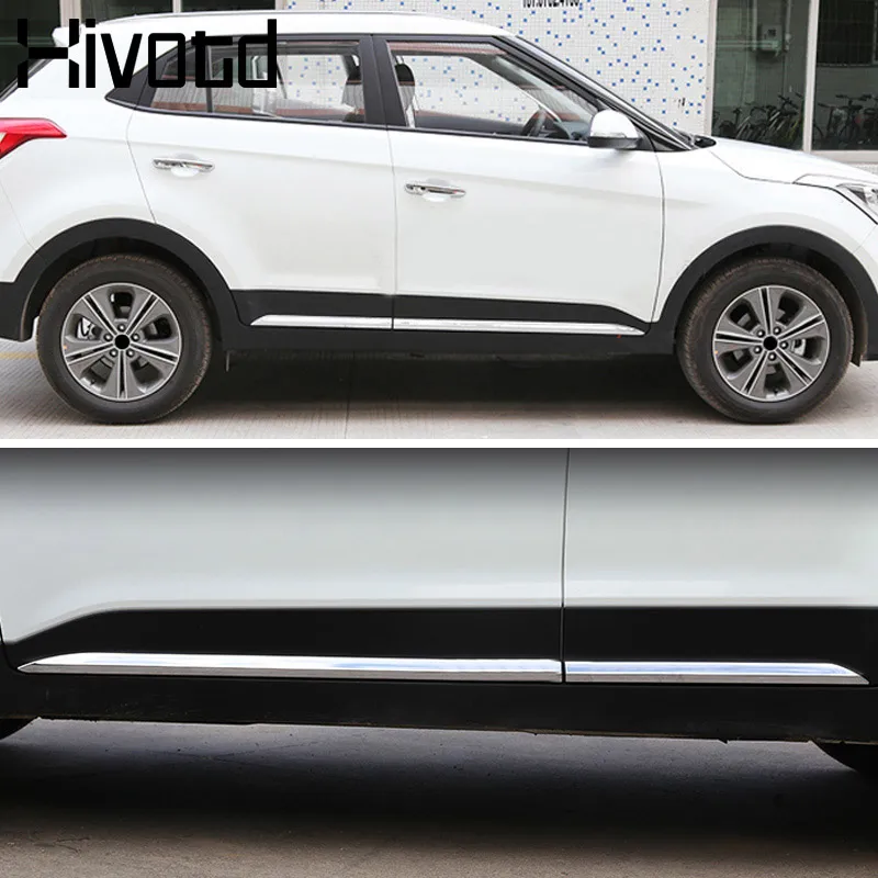 Hivotd Для хендай крета Hyundai creta ix25 аксесуары для машины двери Кузова украшения полосы Накладка чехлы ABS хромированные Стиль авто внешней украшения для укладки купить 1 комплект отправить небольшой подарок