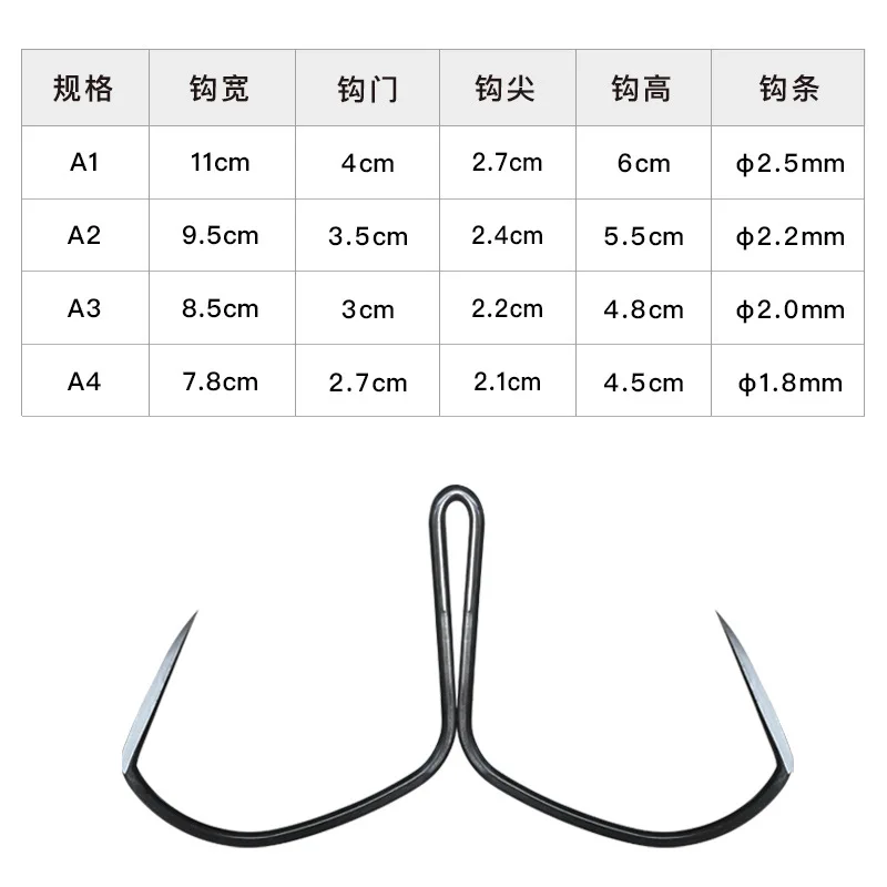 1Pcs High Carbon Steel Butterfly Hook grind Nonbarb Black Nickel Strong Anchor Hook Ice Fishing Winter Fishing Tackle Accessorie