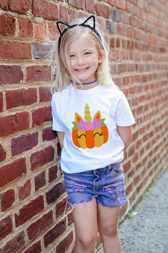 

Halloween Unicorn Pumpkin Children Boys T Shirt Summer Top Tee Holiday Clothing Kid T-shirt Baby Girls T Shirts Fashion Wear