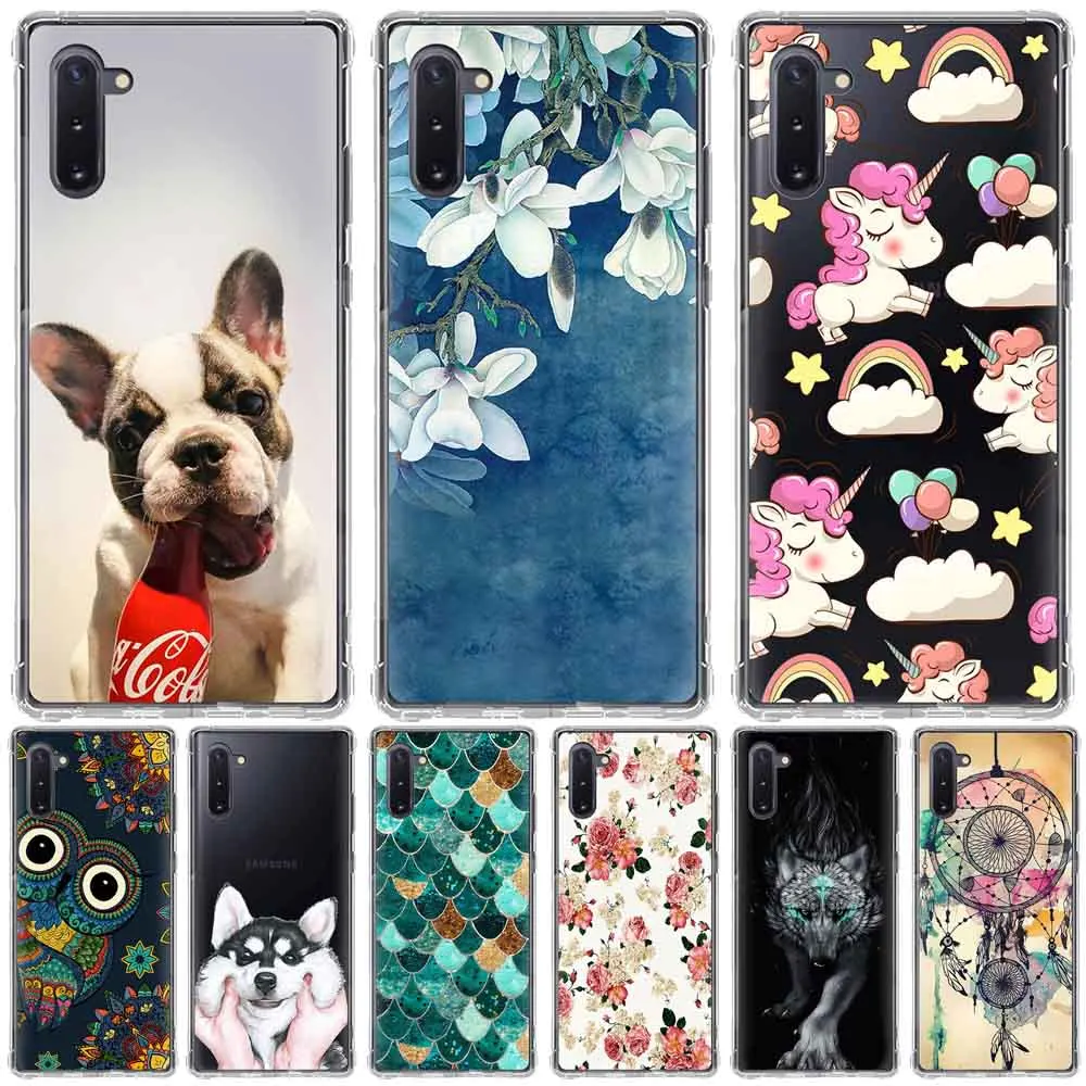 

For Samsung Galaxy Note 10 case cartoon cat dog phone case for Samsung Note 10 Pro case shockproof silicon floral patterned case