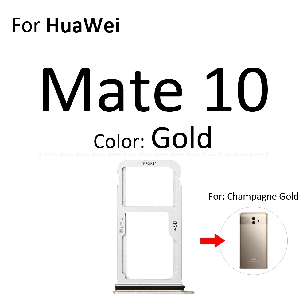 Sim Micro гнездо для sd-карты держатель Слот лоток ридер для Huawei Mate 10 Pro Lite адаптер контейнер Сменные соединительные детали - Цвет: For Mate 10 Gold