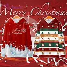 

2021 Winter New Plus Velvet Warm Ladies Hoodie Christmas Print Round Neck Top Sweatshirt Fashion All-match Pullover Long Sweater