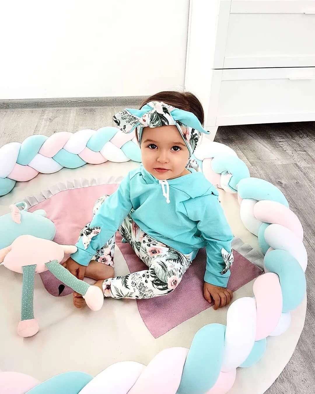 Emmababy одежда для малышей Топы с капюшоном и ушками для маленьких девочек, штаны комплект одежды из 3 предметов, комплект детской одежды, костюм